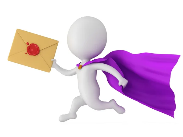 Brave superhero postman with envelope — Stock Photo, Image