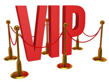 Huge 3d letters VIP and golden rope barrier clipart