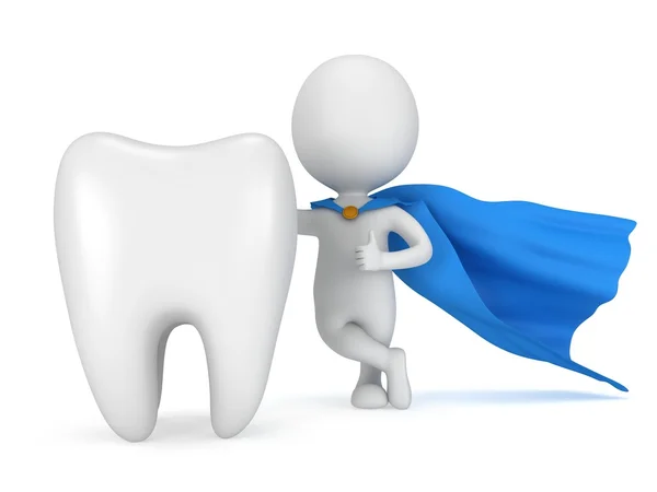勇敢的英雄医生与大健康的牙齿 — 图库照片
