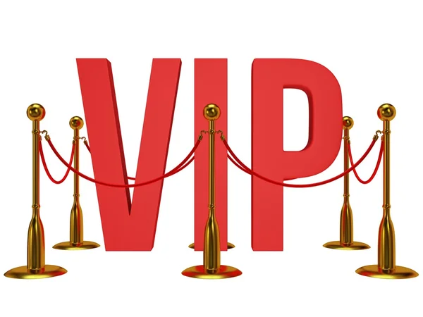 Riesige 3D-Buchstaben vip und goldene Seilbarriere — Stockfoto