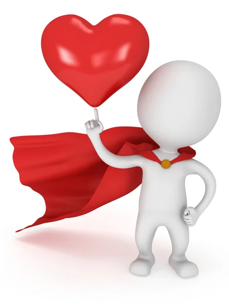 Brave superhero lover with big red heart — Stock Photo, Image