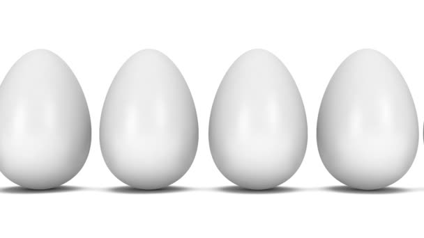 Golden egg in row of white eggs animation — Stock Video