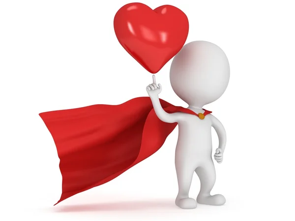 Brave amant de super-héros avec grand coeur rouge — Photo