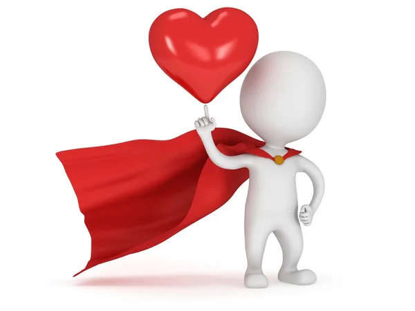 Brave superhero lover with big red heart — Stock Photo, Image