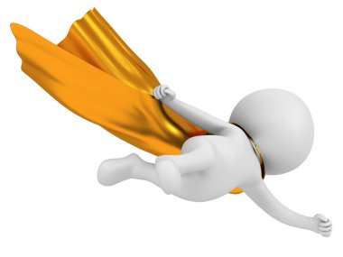 Altın pelerin uçan yukarıdaki ile 3D cesur süper kahraman