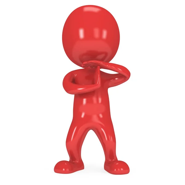 Red cute man show time out gesture — Stock Photo, Image
