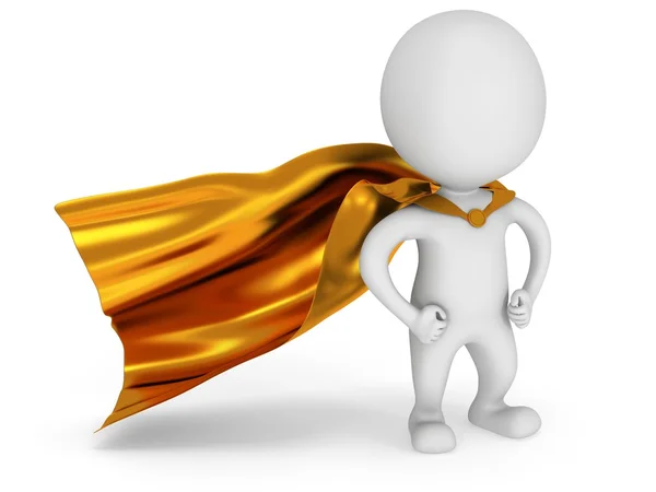 Brave superhero with gold cloak — Stock Photo, Image