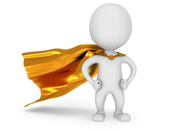 Brave superhero with gold cloak — Stock Photo, Image