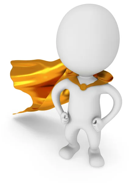 Brave superhero with gold cloak — Stock Photo, Image