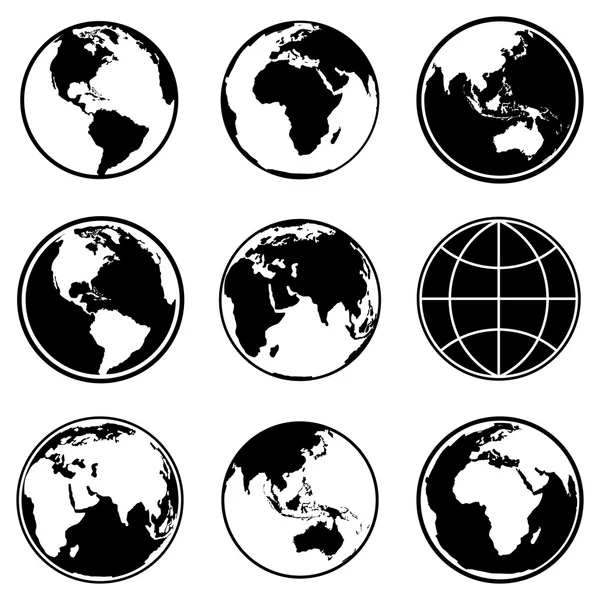 Set of earth planet globe icons. Vector. — Stock Vector