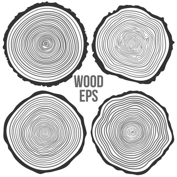 Vector árbol anillos fondo y sierra tronco de árbol cortado — Vector de stock