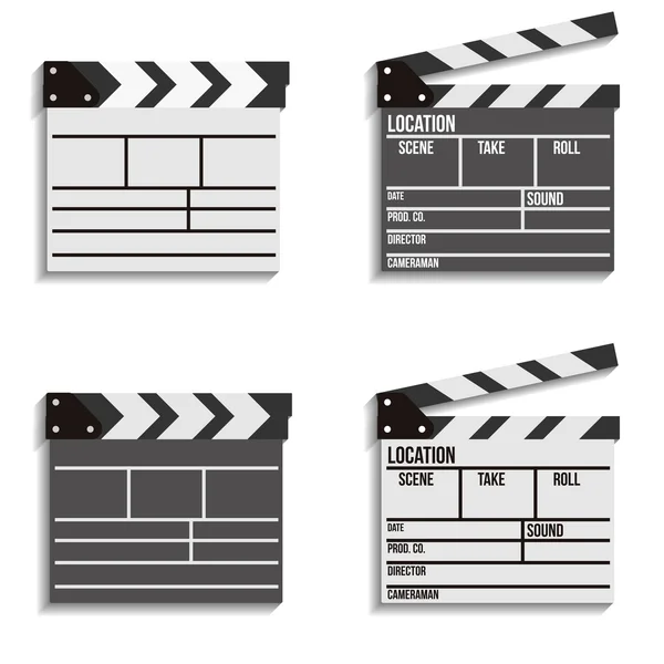 Cine clapboard vector iconos — Archivo Imágenes Vectoriales