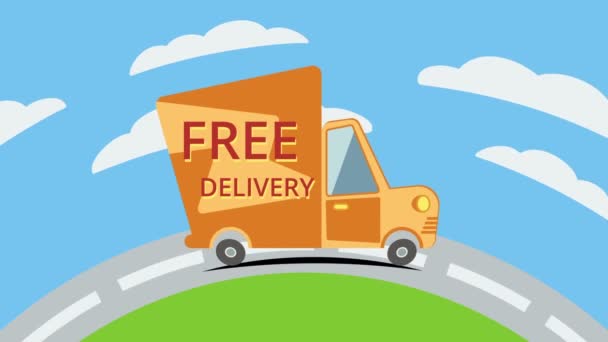 Free delivery van on road. — Stock Video