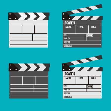 Cinema clapperboard vector icons clipart