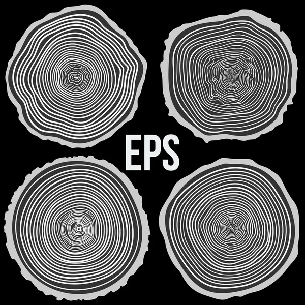 Anneaux vectoriels arbre fond et scie tronc d'arbre coupé — Image vectorielle