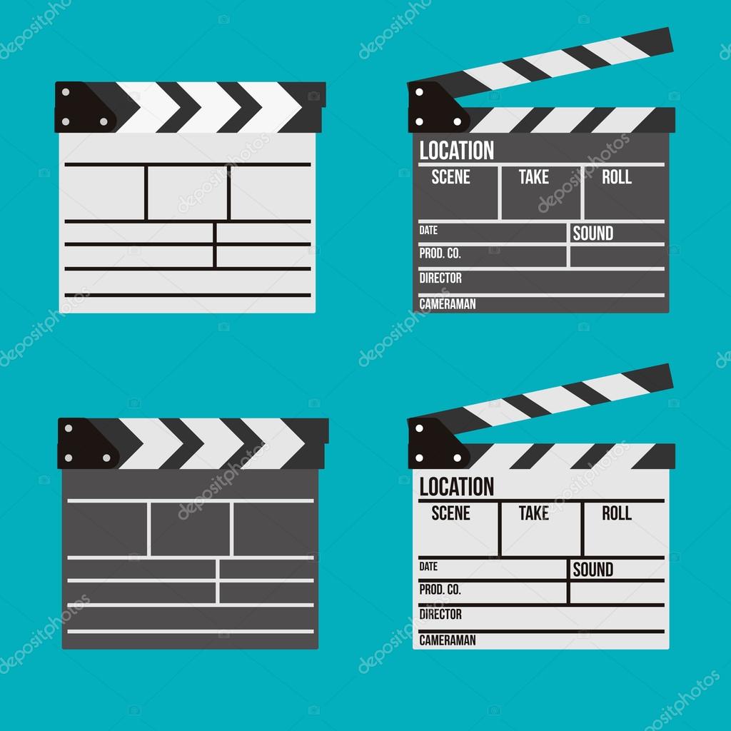Cinema clapperboard vector icons