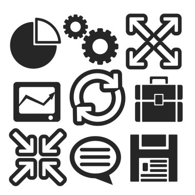 Arayüzü web ve mobil simgeler kümesi. Vektör.