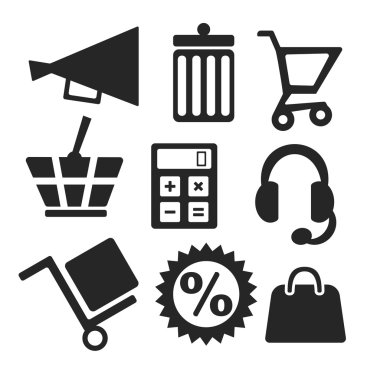 Online alışveriş web ve mobil simgeler. Vektör.