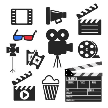 Sinema web ve mobil simgeler kümesi. Vektör.