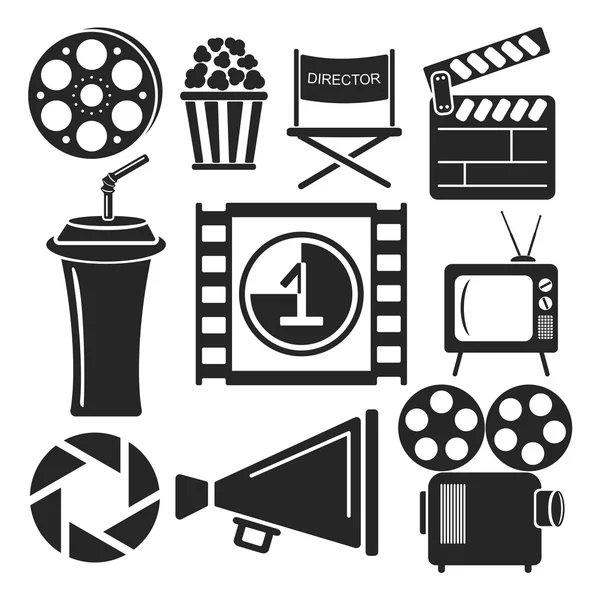 Conjunto de 9 iconos web de cine e iconos móviles. Vector . — Vector de stock