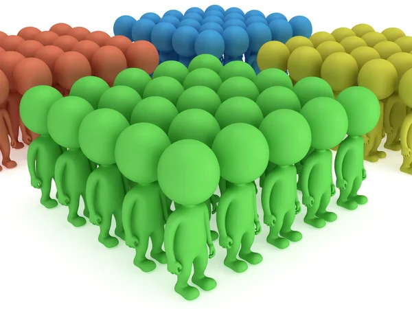 A large groups of people stand on white — Stock Photo, Image