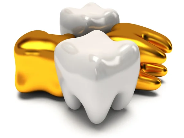 Gold and healthy teeth — Stock Photo, Image