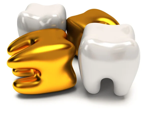 Ouro e dentes saudáveis — Fotografia de Stock