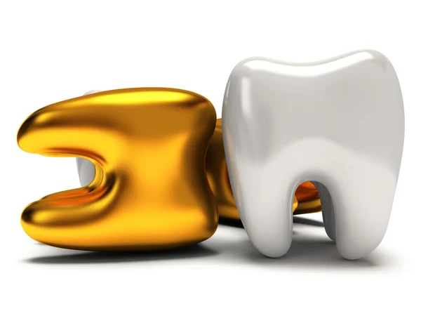 Золотые и здоровые зубы — стоковое фото
