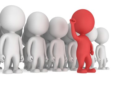 Bir kalabalık önce cesur kırmızı lider