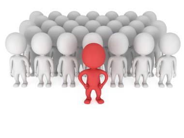 Bir kalabalık önce cesur kırmızı lider