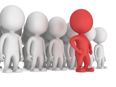 Bir kalabalık önce cesur kırmızı lider