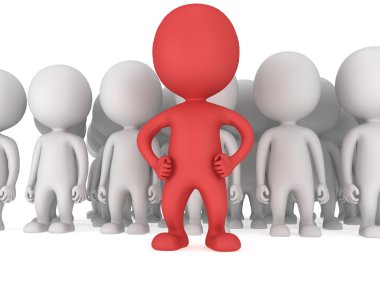 Bir kalabalık önce cesur kırmızı lider