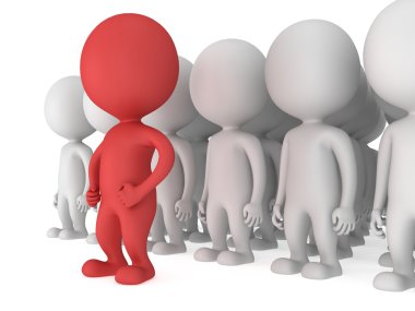 Bir kalabalık önce cesur kırmızı lider