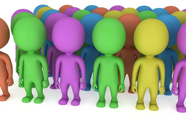 A large crowd of different people stand on white — Stock Photo, Image