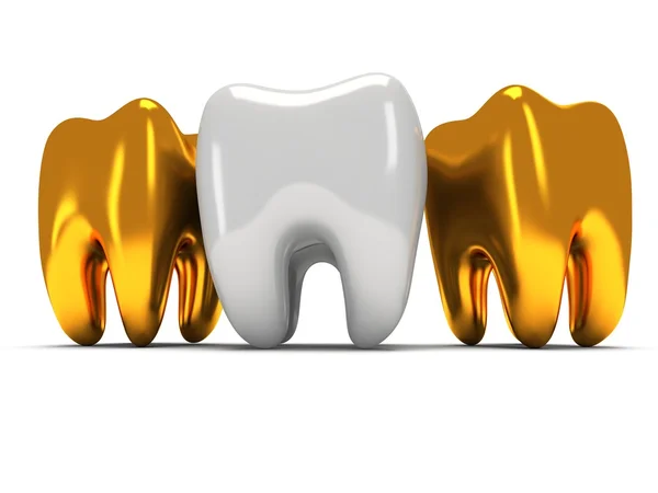 Gold and healthy teeth — Stock Photo, Image