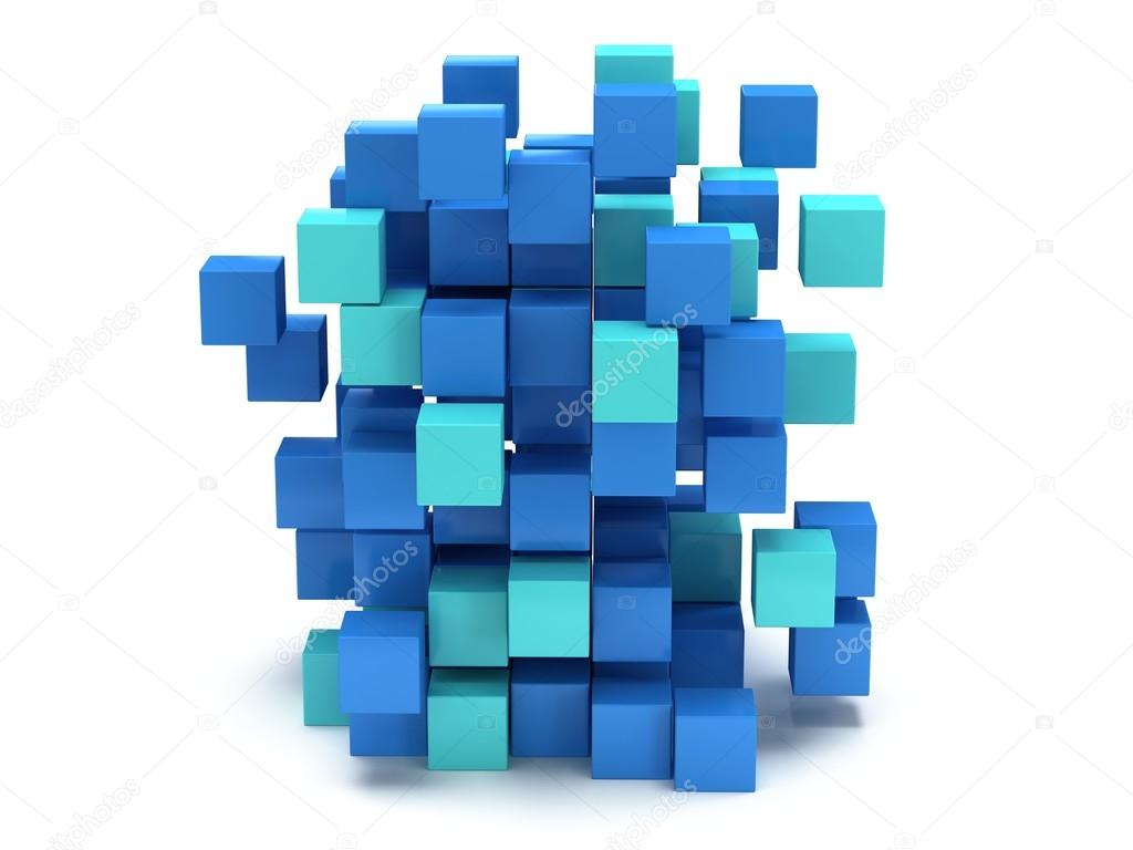 3D Cubes block. Assembling concept.