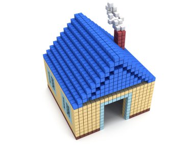 Küp bloklar tarafından yapılmış ev