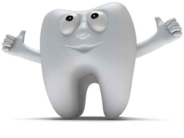 Cute healthy tooth with hands shows thumbs up — Stock Photo, Image