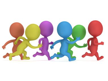 Çalışan insan kalabalığı. Spor illüstrasyon.