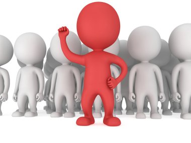 Bir kalabalık önce cesur kırmızı lider