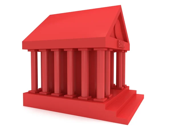 Bank czerwony budynek 3d ikona — Zdjęcie stockowe