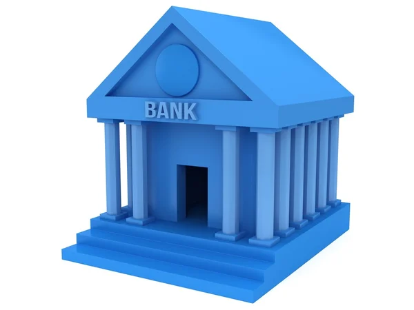 Bank niebieski budynek 3d ikona — Zdjęcie stockowe