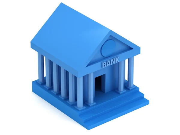 Blue Bank building 3d icon — Stock Photo, Image