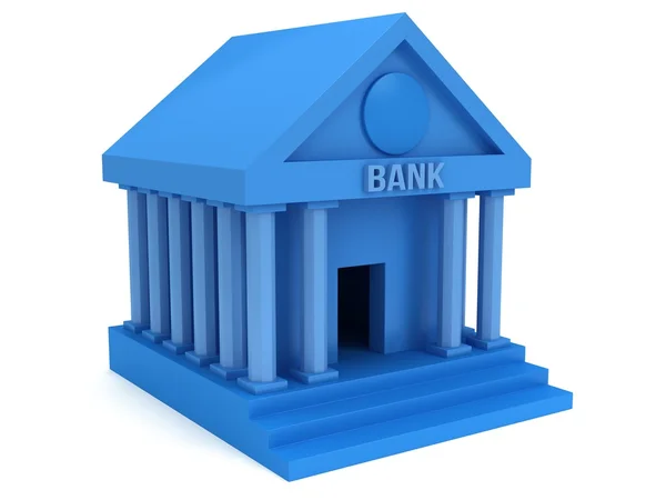 Синій Банк піктограму будівлі 3d — стокове фото