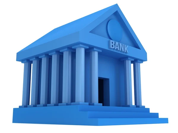 Modré bankovní budovy 3d ikony — Stock fotografie