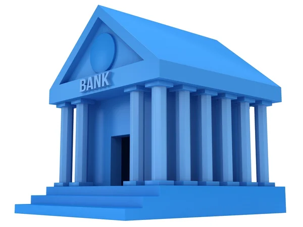 Blue Bank building 3d icon — Stock Photo, Image