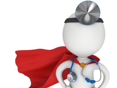 Süper Doktor stetoskop ve ayna ile.