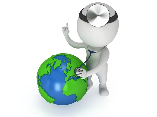 Doctor with earth globe. World health day concept. — Stock Photo, Image