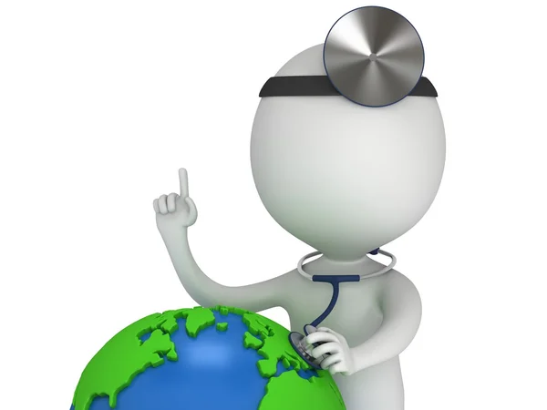 Doctor con globo terráqueo. Concepto del Día Mundial de la Salud . —  Fotos de Stock