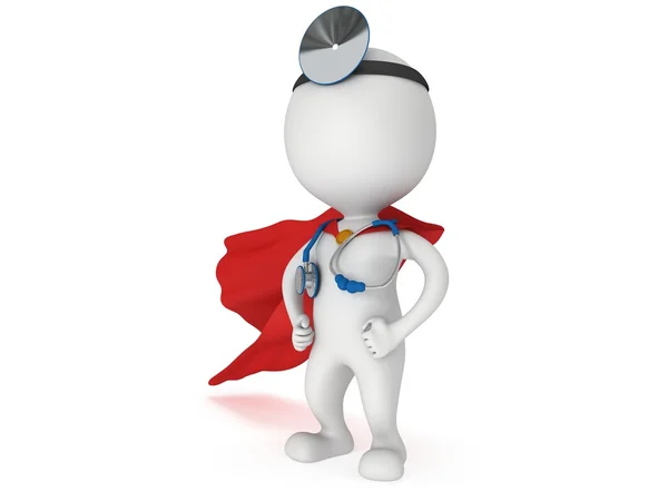 Super Doctor with a stethoscope and mirror. — Stock Photo, Image